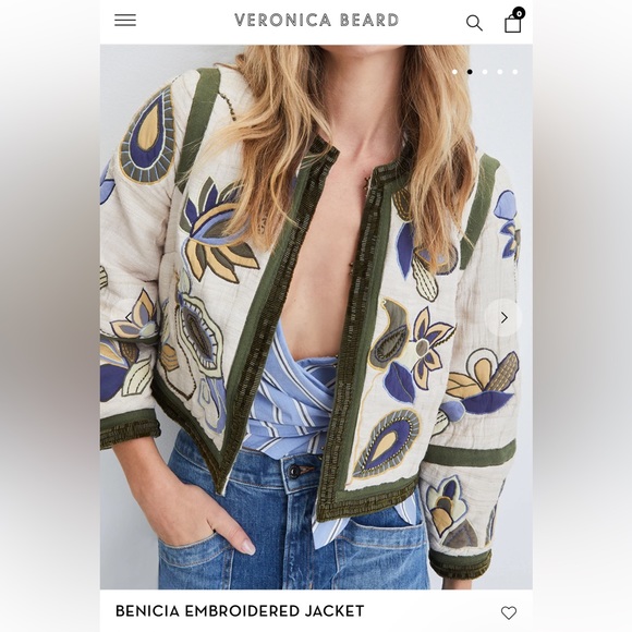 NWT $ 698 Veronica Beard BENICI EMBROIDERED JACKET, Size 8, 100% Silk - Picture 2 of 16